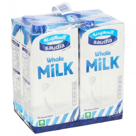 Saudia Full Fat Long Life Milk 4 x 1 L - delivered by Taw9eel Fast