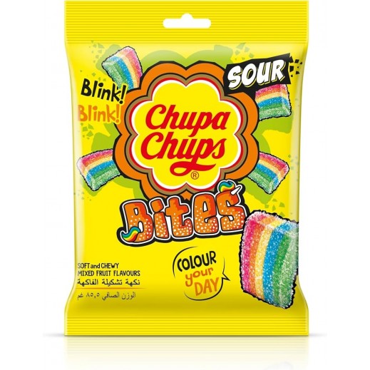 Chupa Chups Extruded Bites Mixed Fruit Flavour Chewy Candy 85.5 g - delivered by Taw9eel Fast