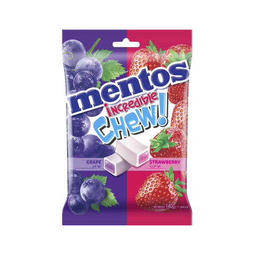 Mentos Grape & Strawberry Flavours Chewy Candy 140 g - delivered by Taw9eel Fast