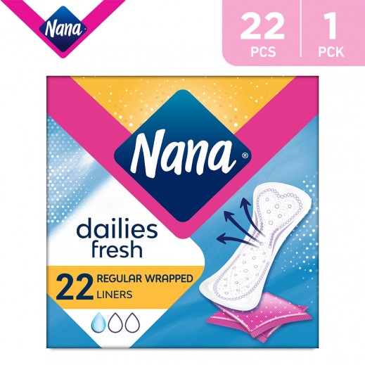Nana Panty Liners Plus Sanitary Pads Normal Single Wrapped 22 Pads - delivered by Taw9eel Fast