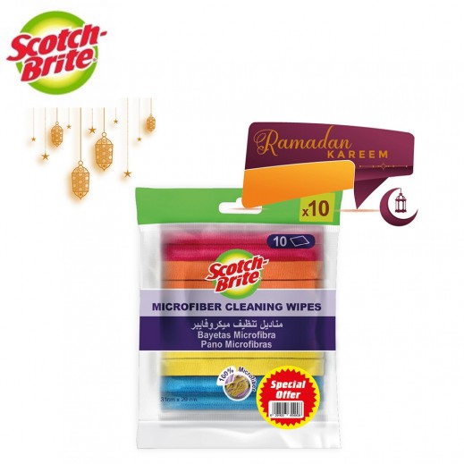 Scotch Brite Microfiber Cleaning Wipes - 10 Pieces