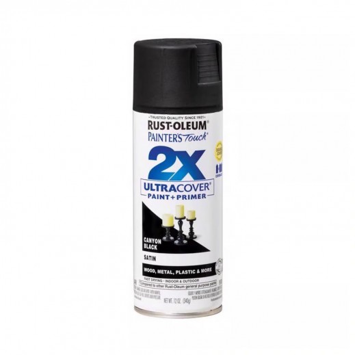Rust-Oleum Painter’s Touch 2X Satin Canyon Black Paint+Primer Spray - 12 oz - delivered by Taw9eel within 1 working day 