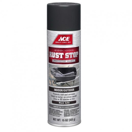 Ace Rust Stop Satin Black Protective Enamel Spray Paint 15 Oz - delivered by Taw9eel within 1 working day 