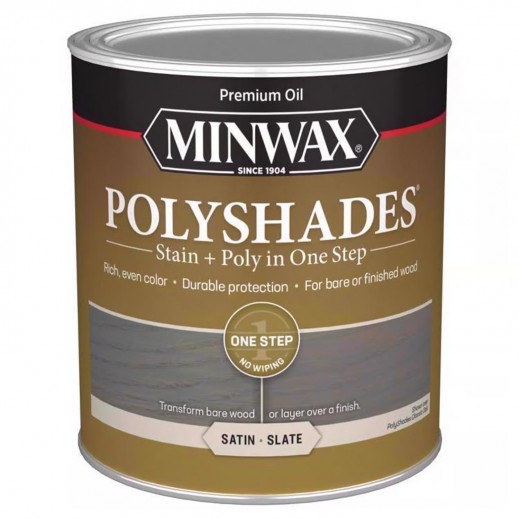 Minwax Polyshades Semi Transparent Satin Slate Oil Based Stain Polyurethane Finish 1 qt - delivered by Taw9eel within 1 working day 