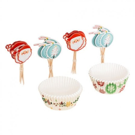 5five Simply Smart Set of 50 Christmas Cupcake Cases And 25 Skewers - delivered by Taw9eel within 1 working day 