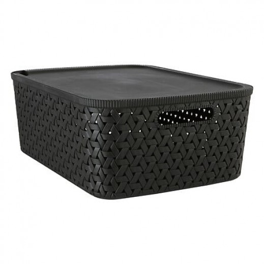 5Five Simply Smart Ajura Openwork Basket With Lid Black 12 L - delivered by Taw9eel within 1 working day 