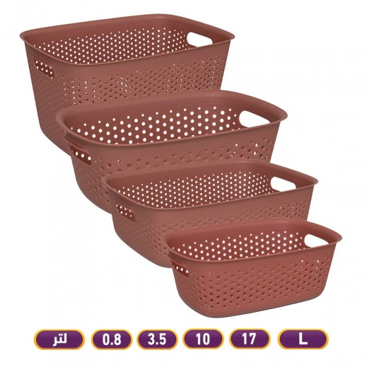 5Five Simply Smart Tila Plastic Basket - Terracotta - delivered by Taw9eel within 1 working day 