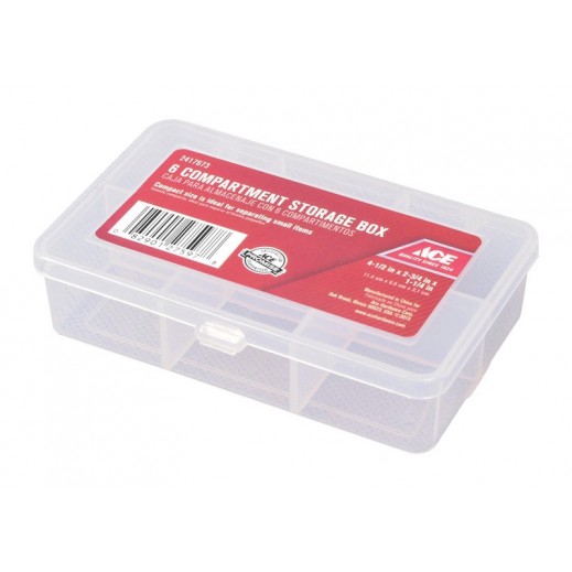 Ace Tool Storage Bin 6-Compartment Clear Plastic - Clear - delivered by Taw9eel within 1 working day 
