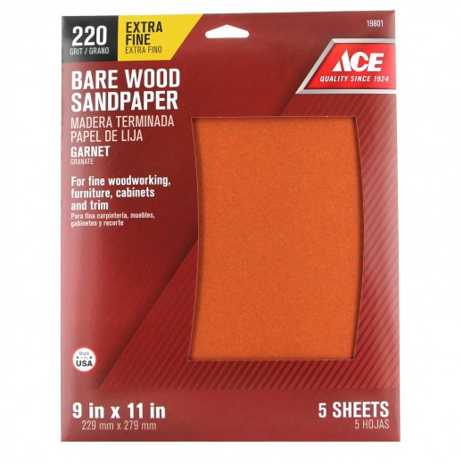 Ace 220 Grit Aluminum Oxide Sandpaper 5 Sheets - delivered by Taw9eel within 1 working day 