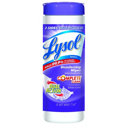 Lysol Dual Action Citrus Scent Antibacterial Disinfectant 35 Ct 