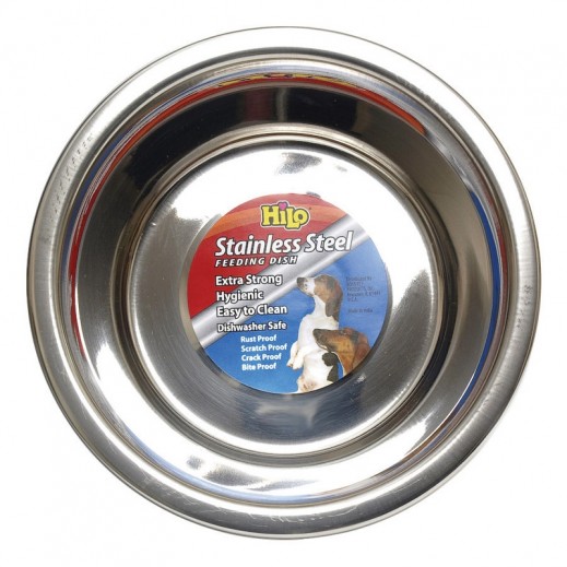 Hilo Silver Plain Stainless Steel 1 Qt Pet Dish For Dogs - delivered by Taw9eel within 1 working day 