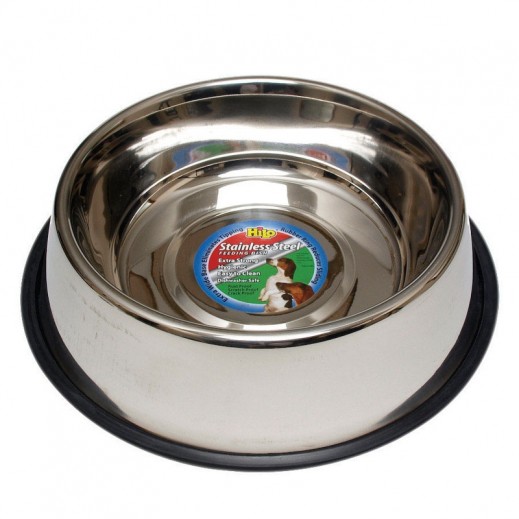 Hilo Silver Plain Stainless Steel 96 Oz Pet Dish For Dog - delivered by Taw9eel within 1 working day 