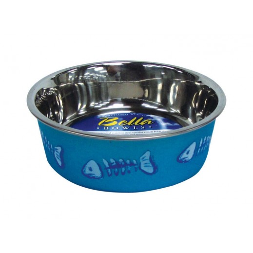 Loving Pets Bella Blue Fish Skeleton Stainless Steel 1 Cups Pet Bowl For Cat - delivered by Taw9eel within 1 working day 