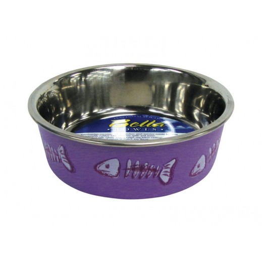 Loving Pets Bella Purple Fish Skeleton Stainless Steel 1 Cups Pet Bowl For Cat - delivered by Taw9eel within 1 working day 