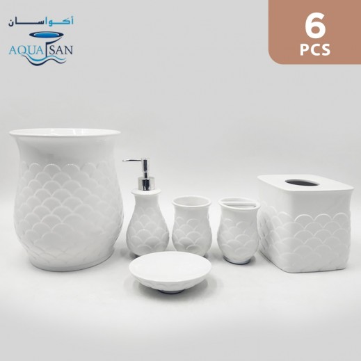 Aquasan Pearly Bathroom Accessories Set - 6 Pieces