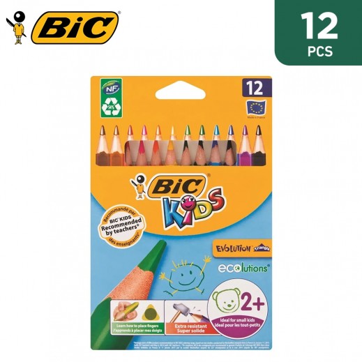 Bic Kids Evolution Coloured Pencils 12 Colors - delivered by Atlas Stationary within 24 Hours