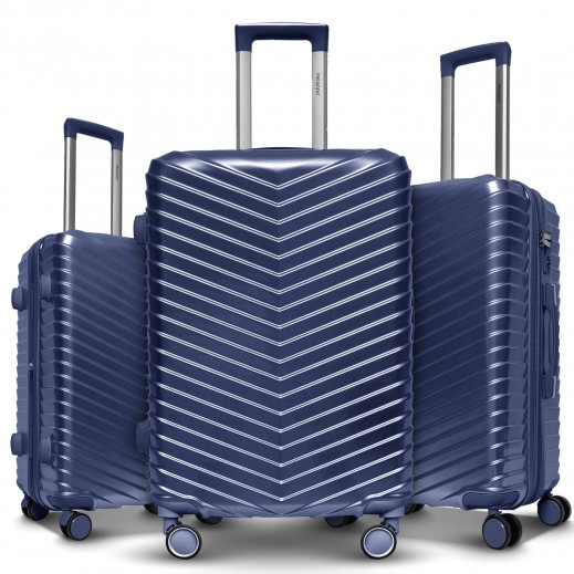 President Chevron Pc 3 Pieces Set Luggage 28” 24” 20” - Blue - delivered by Aura International within 48 hours 