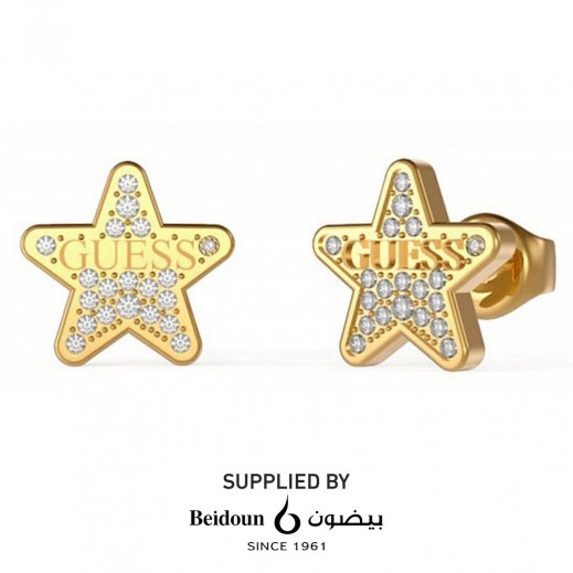 Guess Logo Guess Star Stud Earrings Yellow Gold 11Mm - delivered by Beidoun Within 24 Hours 
