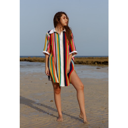 Colorful Crochet Striped Coverup Shirt By CeCe - delivered by Thouqi within 2 working days
