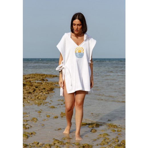 White Embroidered Poncho By CeCe - delivered by Thouqi within 2 working days