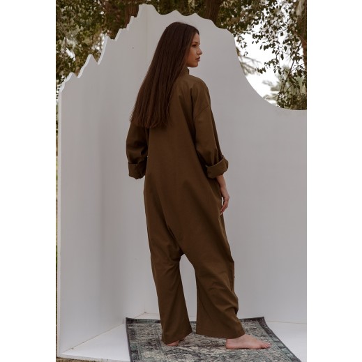 Olive Button Up Jumpsuit by Dama  - delivered by Thouqi within 2 working days