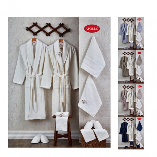 Apollo Turkish BathRobe Set For unisex - 12 Pieces - delivered by Taw9eel Within 48 hours 