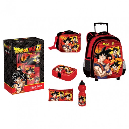 First Kid 5 in 1 Dragon Ball Printed Trolley Bag 16 inch - delivered by Taw9eel within one working day 