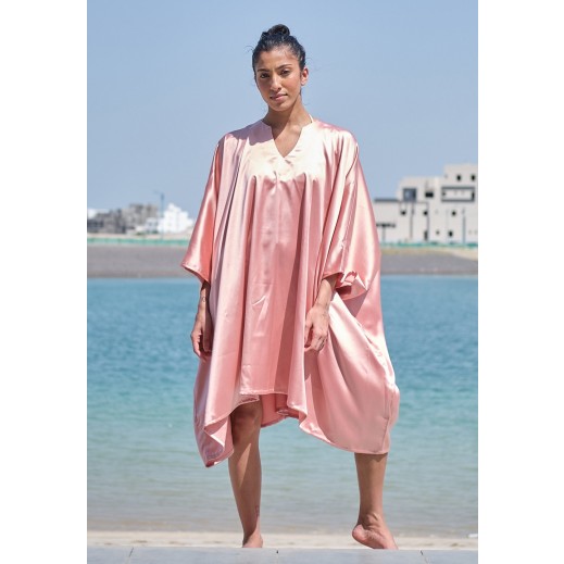 Peach Satin Flow Dress - delivered by Thouqi within 2 working days