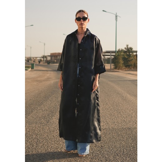 Black Organza Shirt - delivered by Thouqi within 2 working days