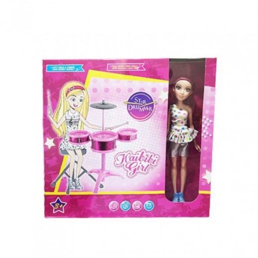 Doll With Drums Set 3+ Years - delivered by Delivered by Monkiz Company within 24 Hours 