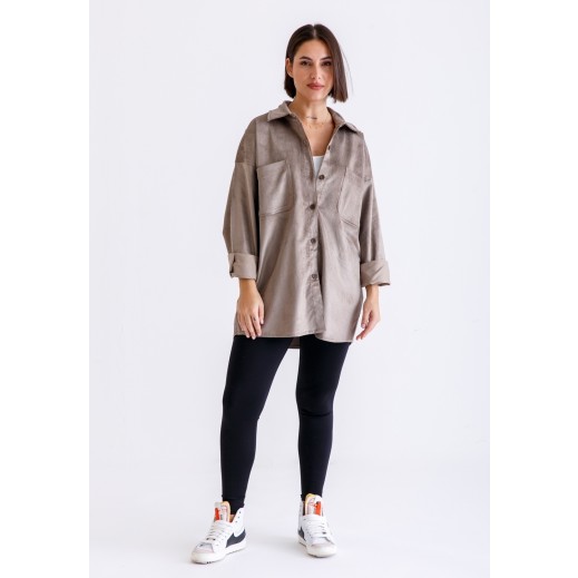 Silver Oversized Velvet Shirt - delivered by Thouqi within 2 working days