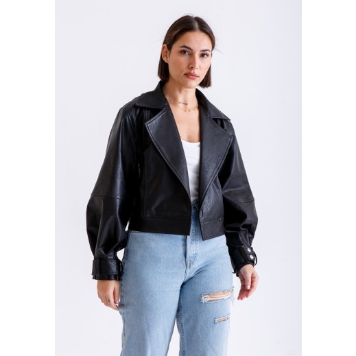 Black Leather Jacket - delivered by Thouqi within 2 working days