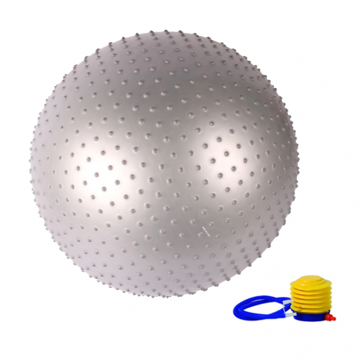 Massage Gym Ball with Foot Pump 65 cm - Grey By Power Fit - delivered by Taw9eel in 24 hours 