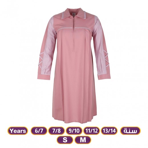 Girls Ibthidai Long Sleeve Midi Uniform By N - Pink - delivered by Taw9eel in 24 hours 