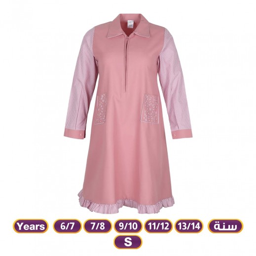 Girls Ibthidai Long Sleeve Midi Uniform By N - Pink - delivered by Taw9eel in 24 hours 