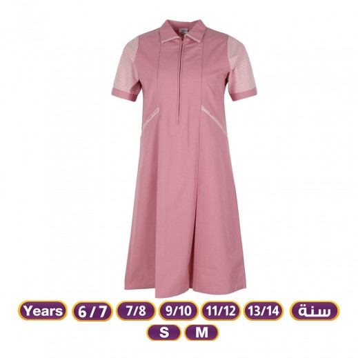 Girls Ibthidai Short Sleeve Midi Uniform By N – Pink - delivered by Taw9eel in 24 hours 