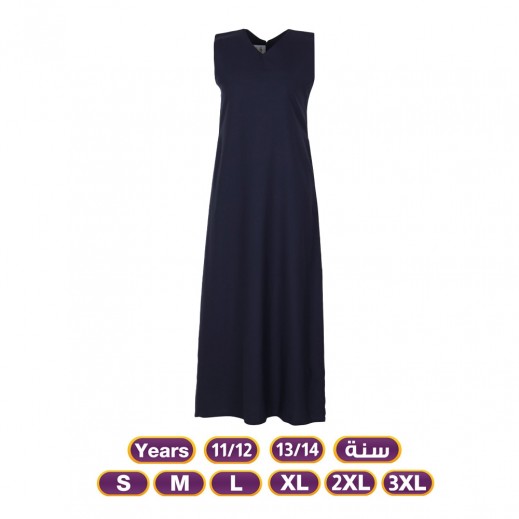 Girls Thanawiya Sleeveless Maxi Uniform By N – Navy Blue - delivered by Taw9eel in 24 hours 
