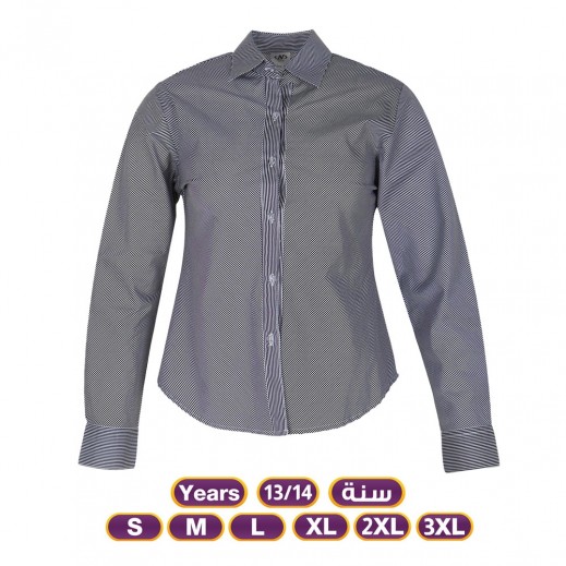 Girls Thanawiya Long Sleeve Formal Shirt By N - Navy blue - delivered by Taw9eel in 24 hours 