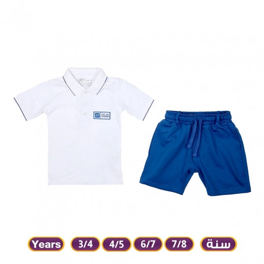 Boys T-shirt & Shorts Set By N - Blue & White  - delivered by Taw9eel in 24 hours 