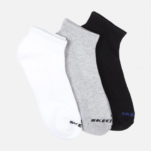 Skechers Unisex Pack of 3 Terry Quarter Crew Ankle-Length Socks - Multicolored - Size 10-11 - delivered by Taw9eel in 24 hours 