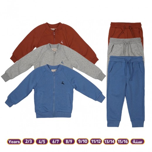 Boys 2 Piece Solid Crew Neck Sweatshirt & Pants Set By N  - delivered by Taw9eel in 24 hours 