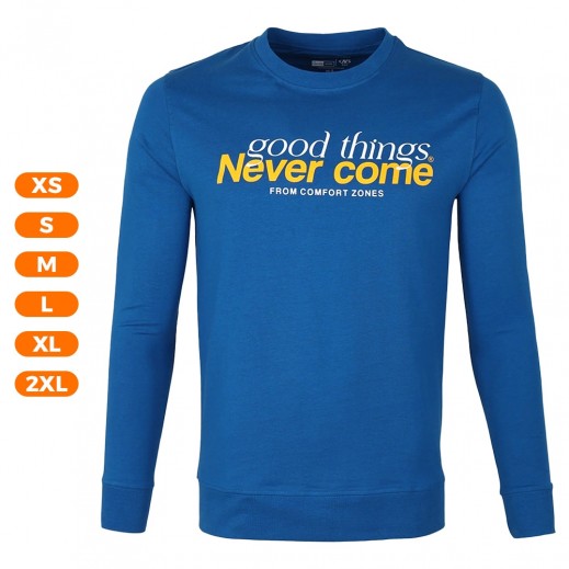 Men Round Neck Long Sleeve Graphic T-Shirt By N – Blue - delivered by Taw9eel in 24 hours 