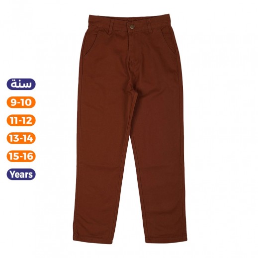 Boys Twill Pants By N – Dark Brown  - delivered by Taw9eel in 24 hours 