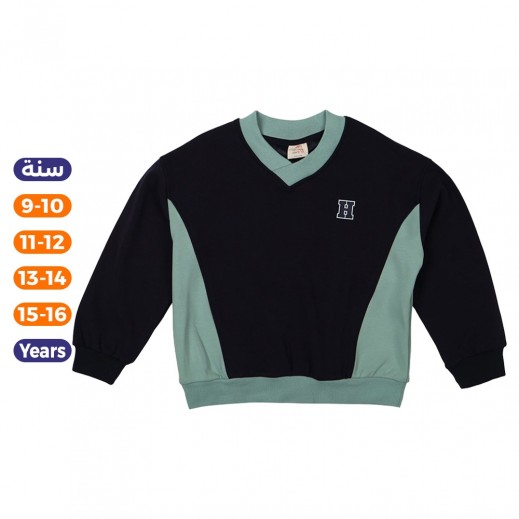 Boys V-Neck Pullover By N – Navy Blue  - delivered by Taw9eel in 24 hours 