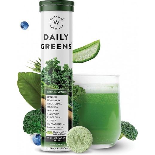 Wellbeing Nutrition Daily Greens 15 Effervescent Tablets - delivered by Pharmazone Pharmacy - within 2 Hours