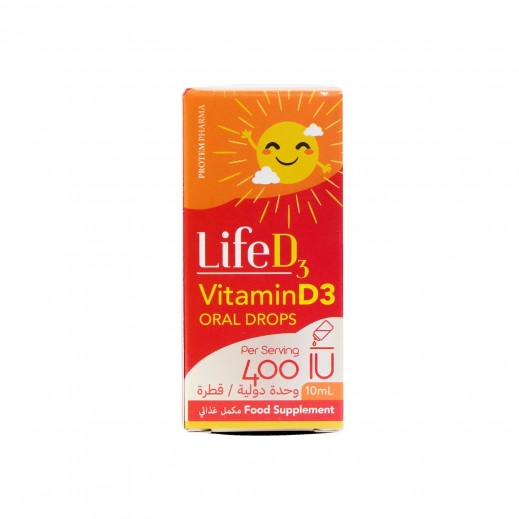 Protem Pharma Life D3 Oral Drops 400Iu 10Ml - delivered by Pharmazone Pharmacy - within 2 Hours