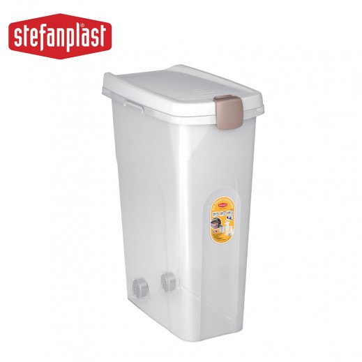 Buy Stefanplast Transparent Pet Food Container & White Lid 40 L