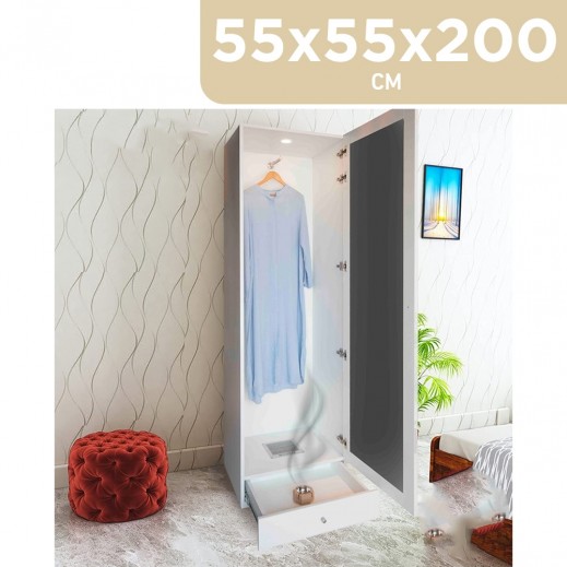 Wooden Vertical Incense Clothes Wardrobe (55x55x200) cm - White - delivered by Roca within 4 Working Days 