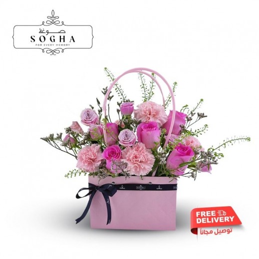 Sogha Elegant Gift Bag With Mix Flowers - delivered by Delivered by Sogha within 3 hours 