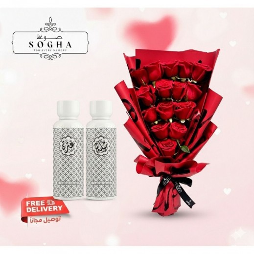 Sogha 15 Red Roses & Atyab Al-Sheek Chetra & Sheila EDP For Unisex 2 × 125ml - delivered by Delivered by Sogha within 3 hours 